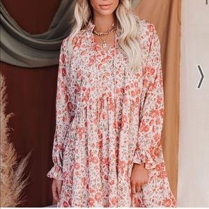 VICI Loving You Floral Tiered Babydoll Dress; Size Large
